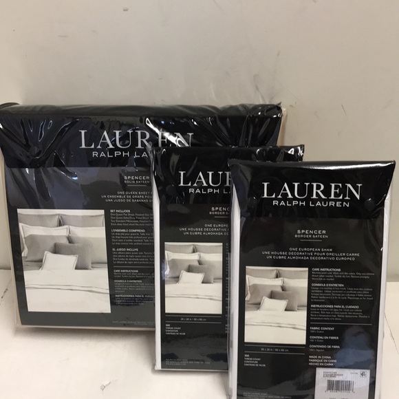 Lauren Ralph Lauren Spencer 475 TC Cotton Sateen 4 pc Sheet Set + 2 Euro Shams - Picture 8 of 12